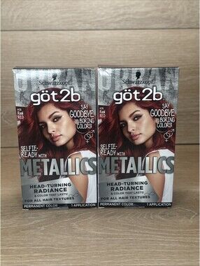 (2) Got2b Metallic Permanent Hair Color Metallic Real Red M76 Schwarzkopf Lot
